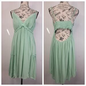 Listicle Mini Dress XL Lace Trim Smocked Open Back Pockets Flowy Fairy Bohemnian